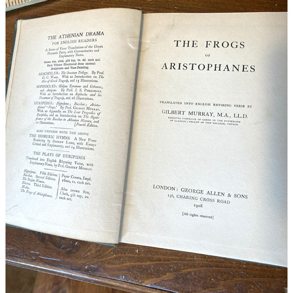 The Frogs of Aristophanes Play Script Gilbert Murray 1908 Antique - Picture 10 of 13